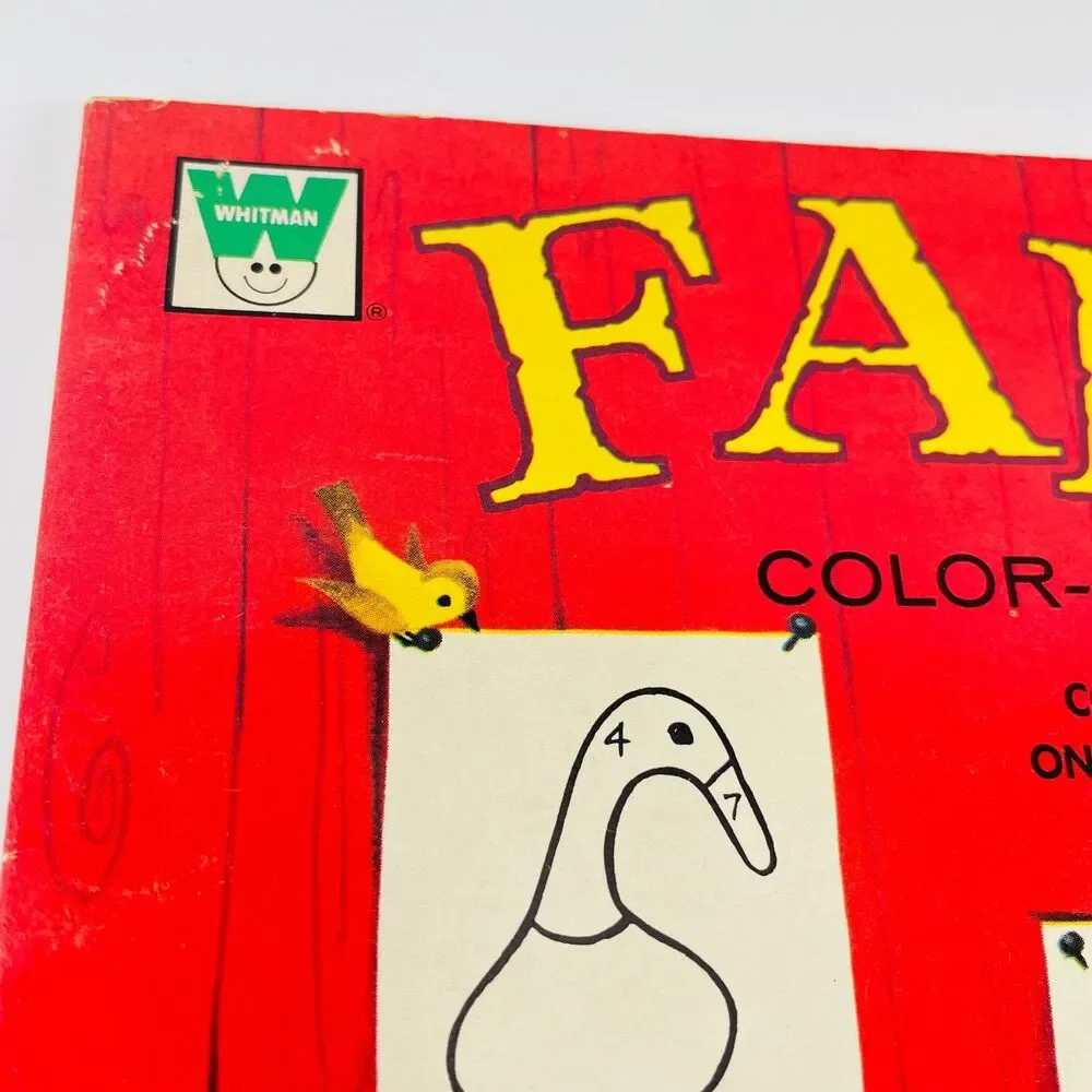 Farm Color-by-Number Whitman 1974 Vintage Children's Activity Book